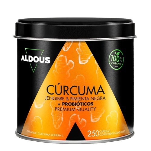 CÚRCUMA, JENGIBRE y PIMIENTA NEGRA con PROBIÓTICOS (250 cápsulas)
