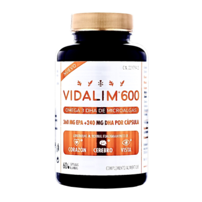 VIDALIM 600 OMEGA 3 microalgas 360 mg EPA+240 mg DHA (60 cápsulas)
