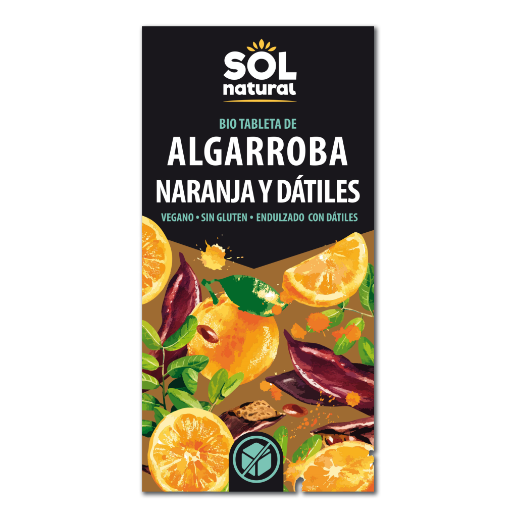 TABLETA DE ALGARROBA CON NARANJA Y DTILES bio (70 g)