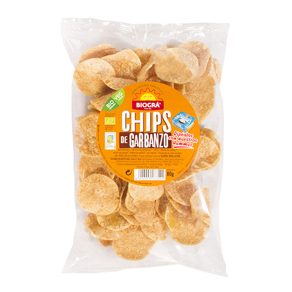 Chips de GARBANZO bio (80 g.) exquisito snack rico y saludable.