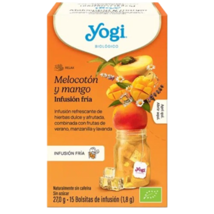 YOGI TEA- Infusión fría SABOR MELOCOTÓN Y MANGO (15 filtros)