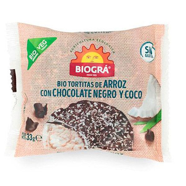 Tortitas de ARROZ con CHOCOLATE NEGRO Y COCO (33 g)