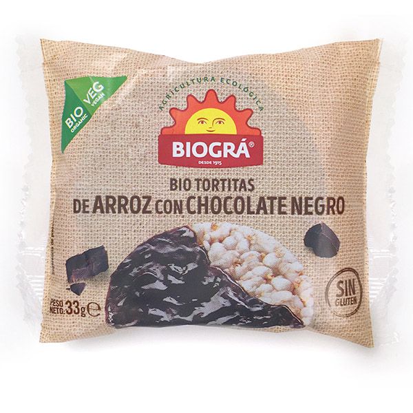 Tortitas de ARROZ con CHOCOLATE NEGRO bio (33 gr.)