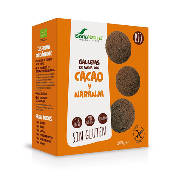 GALLETAS DE AVENA CON CACAO Y NARANJA bio (200 g)
