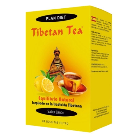 TIBETEAN TEA- Té TIBETANO  Sabor Limón (84 filtros)