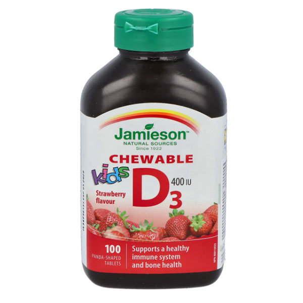 VITAMINA D3 400 IU masticables sabor fresa (100 comprimidos)